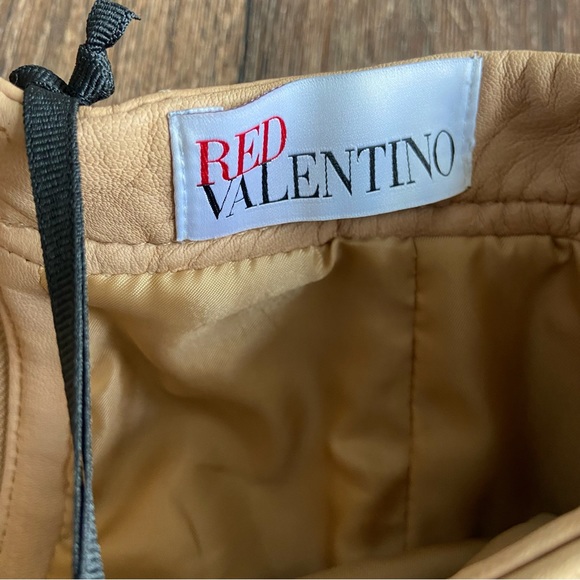 New with tags Red Valentino lamb skin leather tiered ruffle lace Nappa skirt 4 - Picture 7 of 15